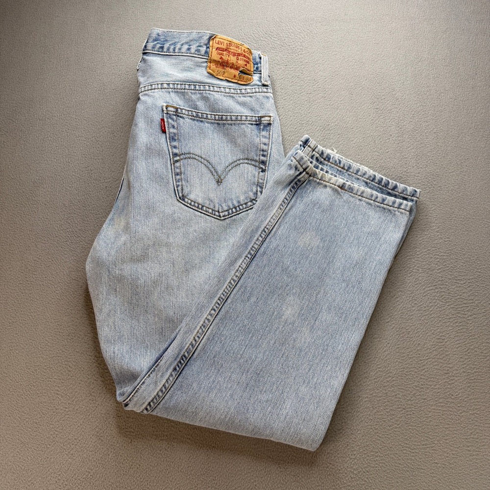 Levis 505 Regular Fit Jeans Mens 36x30 (FIT 34x29)Blue Faded Denim Y2K Workwear